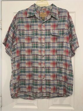 King Ranch Mens Western Multicolored Plaid Short Sleeve XL Top.             3751